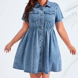 SHEIN Curve Jean Button-Down Dress 4x
